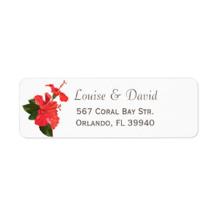 Floral Rouge Hibiscus Adresse de retour
