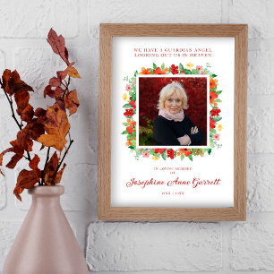 Floral Rouge & Orange Shades Poster Photo Memorial