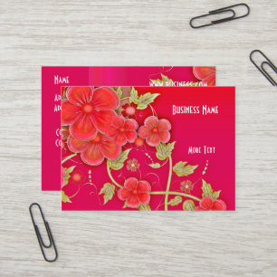 Floral rouge rose carte de visite