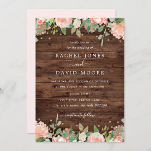 Floral rougissent le faire-part de mariage