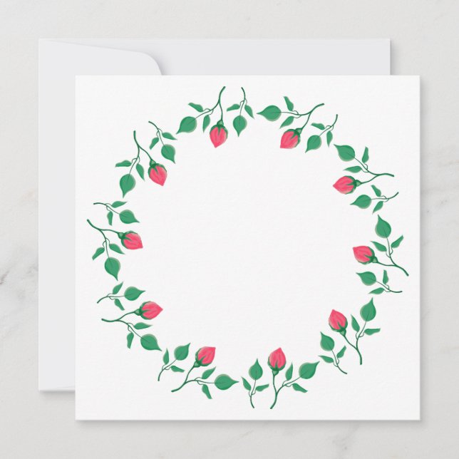 Floral round frame with pink rose flowers  (Front)