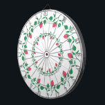 Floral round frame with pink rose flowers dartboard<br><div class="desc">Elegant circle border with floral pattern motif made of pink rose flowers with leaves</div>