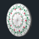 Floral round frame with pink rose flowers dartboard<br><div class="desc">Elegant circle border with floral pattern motif made of pink rose flowers with leaves</div>