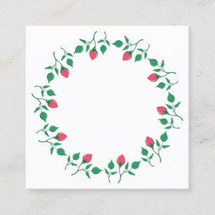 Floral round frame with pink rose flowers discount card