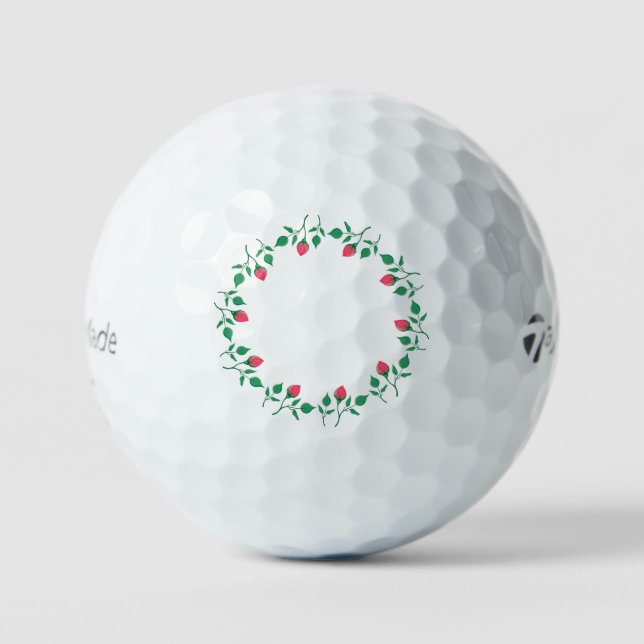 Floral round frame with pink rose flowers  golf balls (Front)