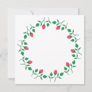 Floral round frame with pink rose flowers invitation