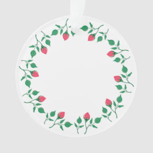 Floral round frame with pink rose flowers  ornament