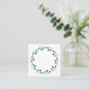 Floral round frame with pink rose flowers   referral card
