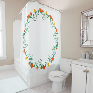 Floral round frame with yellow and red rose flower