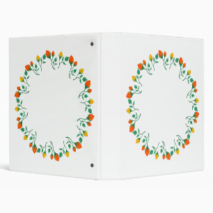 Floral round frame with yellow and red rose flower binder