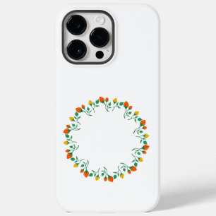 Floral round frame with yellow and red rose flower Case-Mate iPhone 14 pro max case