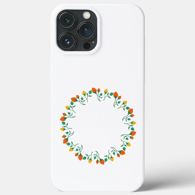 Floral round frame with yellow and red rose flower Case-Mate iPhone case (Back)