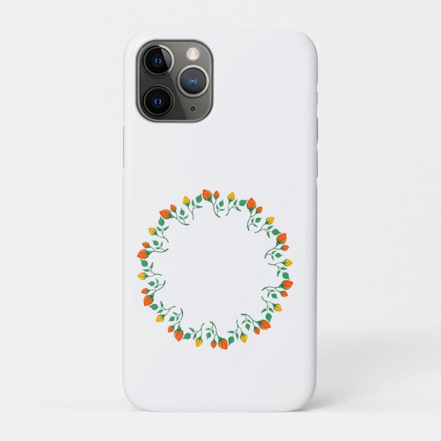 Floral round frame with yellow and red rose flower Case-Mate iPhone case (Back)