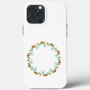 Floral round frame with yellow and red rose flower iPhone 13 pro max case