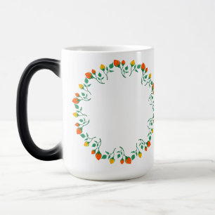 Floral round frame with yellow and red rose flower magic mug