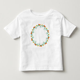 Floral round frame with yellow and red rose flower toddler t-shirt