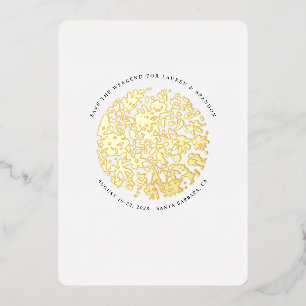 Floral Round Minimalist Glamourous Save the Date