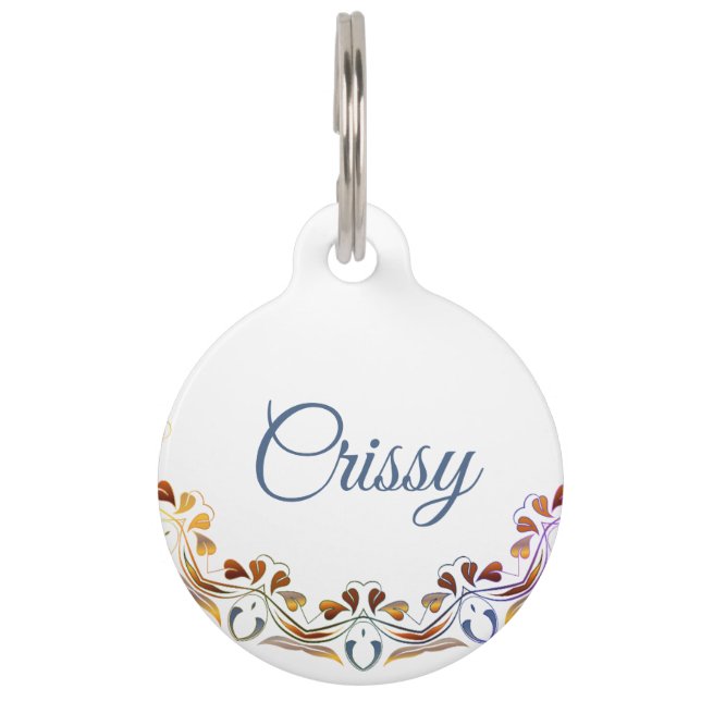 Floral Round Pet Tag (Front)