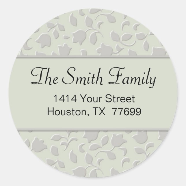 Floral Round Return Address Sticker (#LABL 006) (Front)