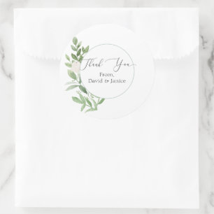 Floral Round Thank You Wedding Sticker or Seal