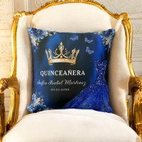 Floral Royal Blue Gold Princess Quinceanera