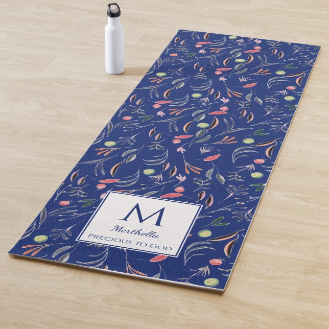 Floral | ROYAL BLUE Precious to God | Monogram Yoga Mat (In Situ)