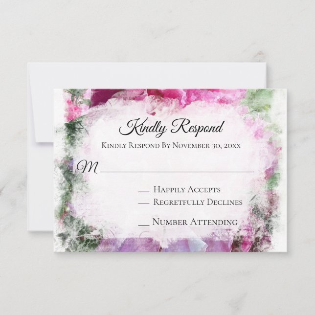 *~* Floral RSVP PEONY AR1 Mariage RSVP (Devant)