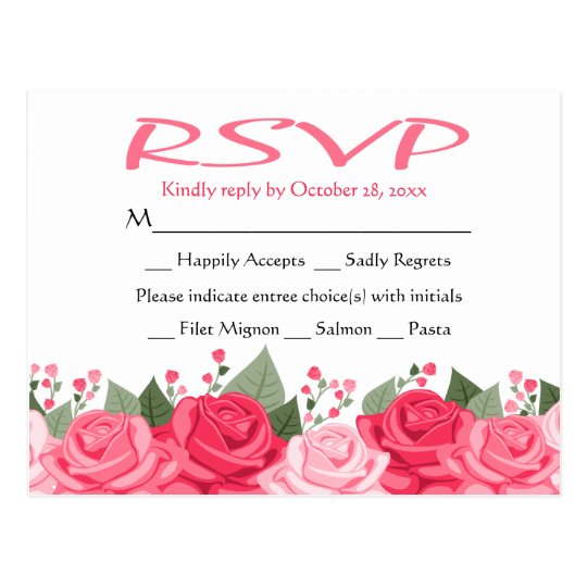 Floral RSVP Pink And White Rose Flower Wedding Postcard