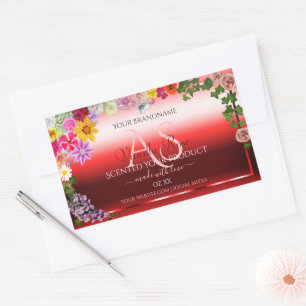 Floral Ruby Red Gradient Product Labels Monogram