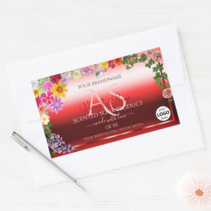 Floral Ruby Red Ombre Product Labels Monogram Logo