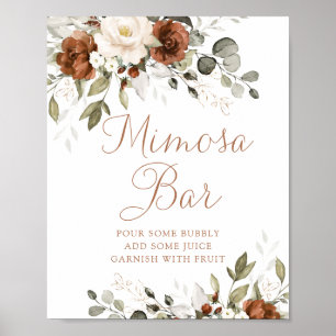 Floral Rust Cream Greenery Wedding Mimosa Bar Sign