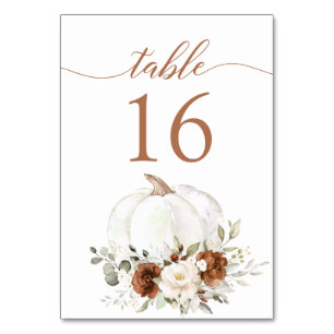 Floral Rust Cream Pumpkin Fall Rustic Table Number