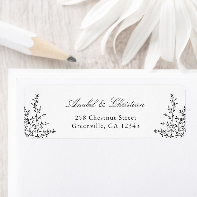Floral Rust Green Cream Adresse de retour Label (En situation)