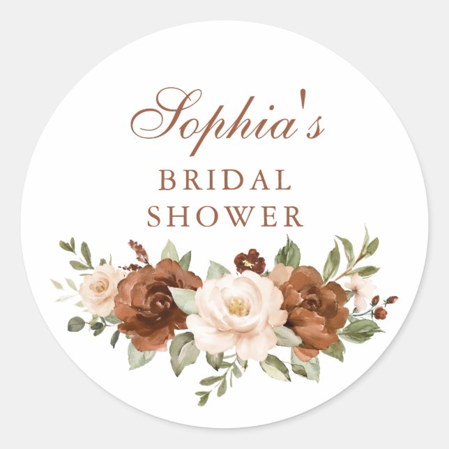 Floral Rust Greenery Peach Envelope Seal Sticker (Front)