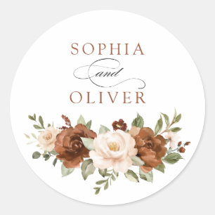 Floral Rust Greenery Peach Envelope Seal Sticker