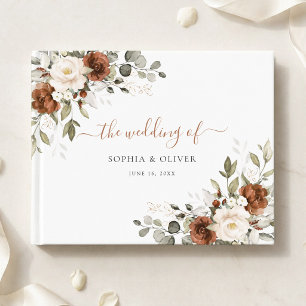 Floral Rust Ivory Cream Greenery Fall Wedding Guest Book