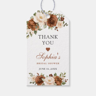 Floral Rust Peach Greenery Orange Bridal Shower Gift Tags