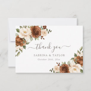 Floral Rust Peach Greenery Wedding Thank You Card