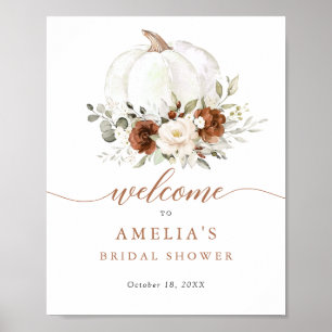 Floral Rust Pumpkin Bridal Shower Welcome Sign