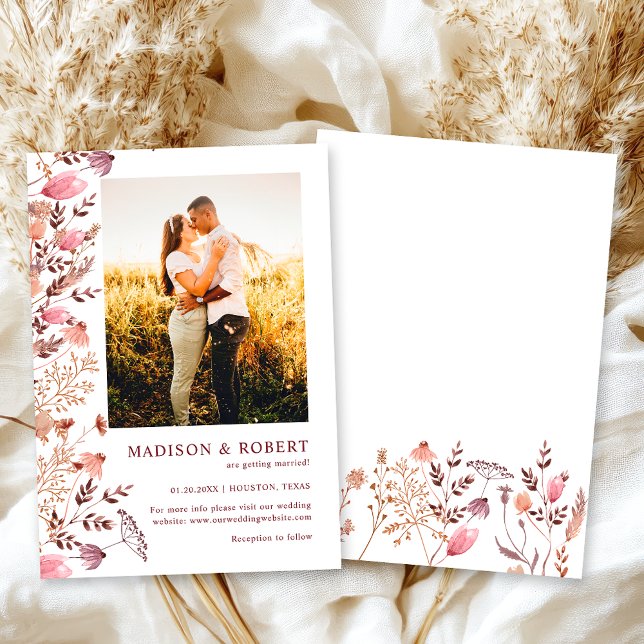 Floral Rustic Boho Chic Wildflower Photo Wedding Save The Date (Creator Uploaded)