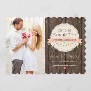 Floral Rustic Boho PINK BLUSH Enregistrer la carte