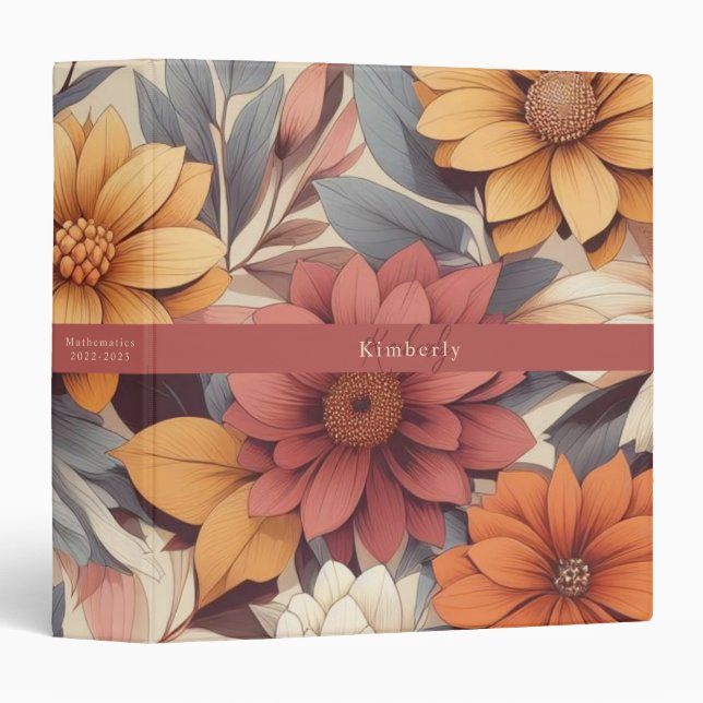 Floral rustic colourful bohemian botanical binder (Front/Spine)