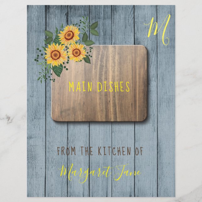 Floral rustic country recipe organizer divider (Front)