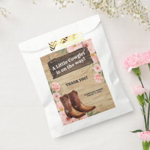 Floral Rustic Cowgirl Boots Baby Shower Favour Bag