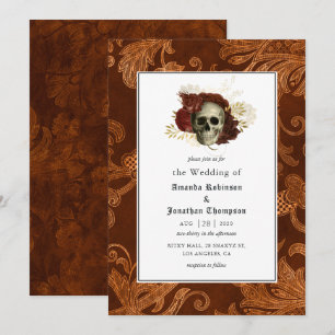 Floral Rustic Damask Gothic Wedding Invitation
