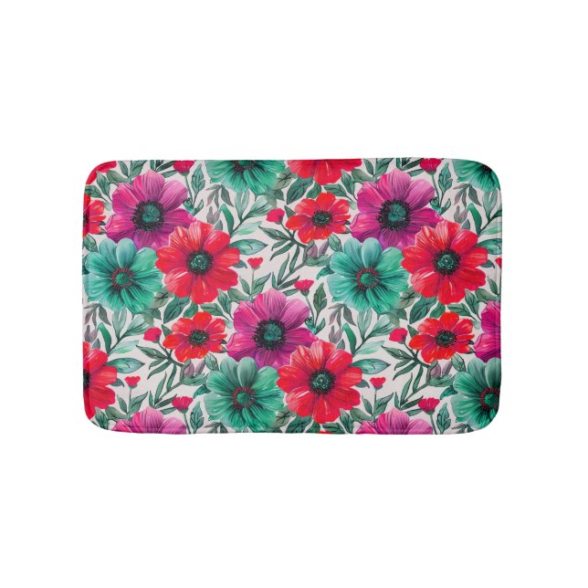  Floral rustic fashion retro pattern Bath Mat (Front)
