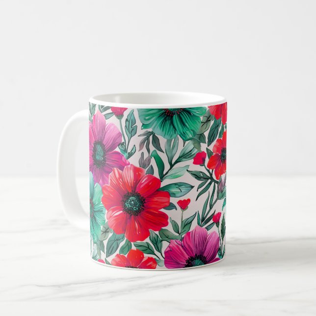  Floral rustic fashion retro pattern Coffee Mug (Front Left)