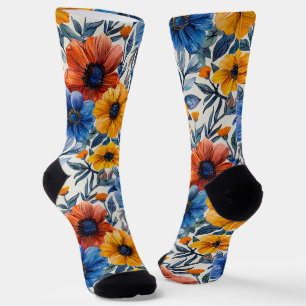  Floral rustic fashion retro pattern Socks