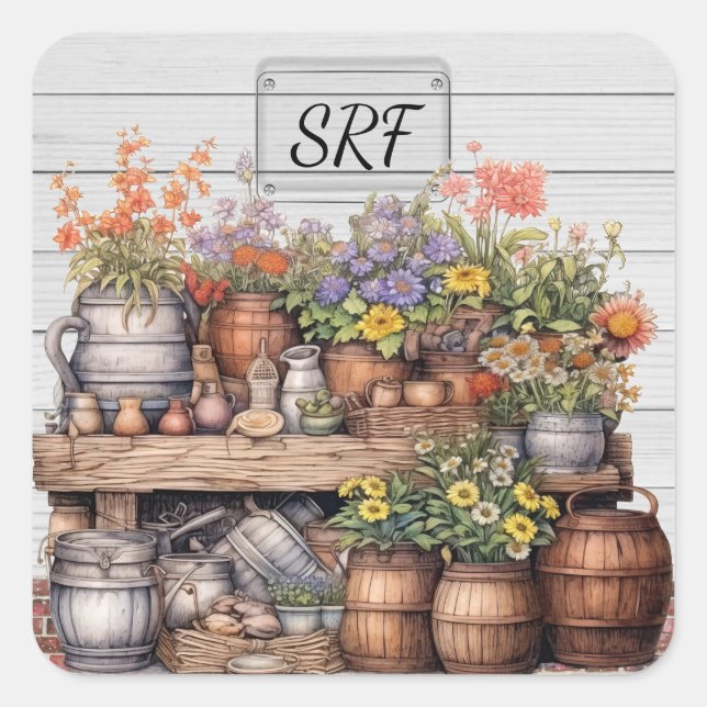 Floral Rustic Garden Sticker Matching Stationery (Front)