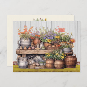 Floral Rustic Gardening Postcard